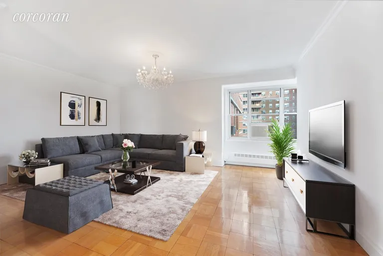 New York City Real Estate | View 577 Grand Street, F601-602 | Virtually Staged Living Room | View 4