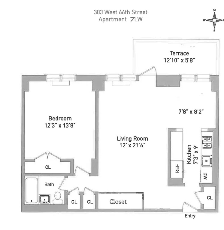 303 West 66th Street, 7LW | floorplan | View 6