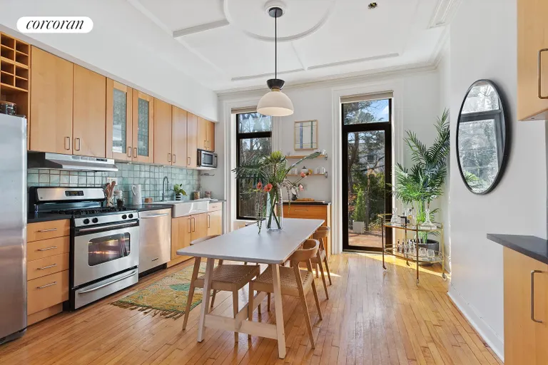 New York City Real Estate | View 474A 16th Street | European style eat-in kitchen w/ farmhouse touches | View 5