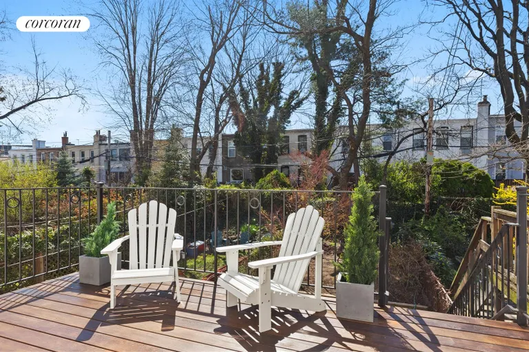 New York City Real Estate | View 474A 16th Street | South-facing Ipe deck off the kitchen | View 6