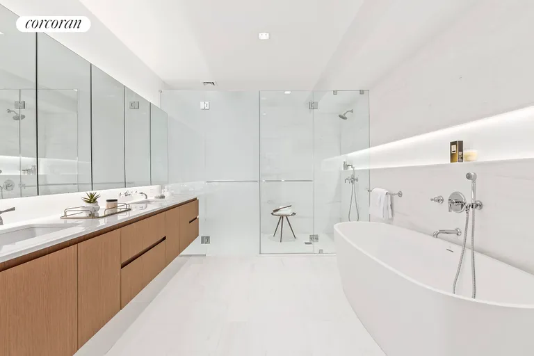 New York City Real Estate | View 27 North Moore Street, 10/11B | Sumptuous Master Bathroom with 9' dual sink vanity | View 10