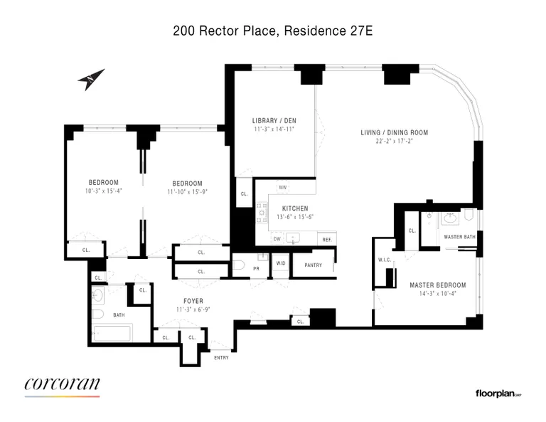 200 Rector Place, 27E/F | floorplan | View 19
