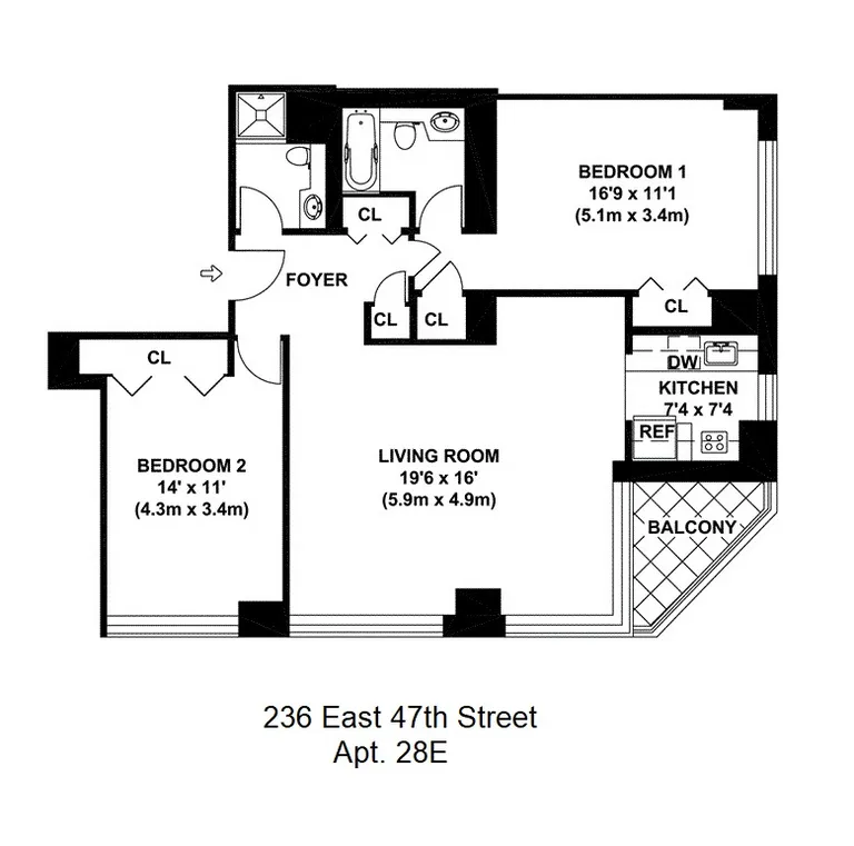 236 East 47th Street, 28E | floorplan | View 10