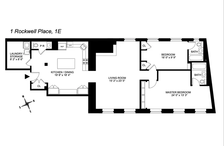 1 Rockwell Place, 1E | floorplan | View 9