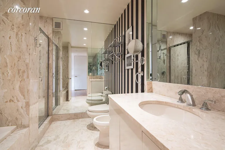New York City Real Estate | View 100 United Nations Plaza, 33AB | 5-piece marble en suite master bathroom | View 7