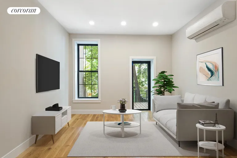 New York City Real Estate | View 322 West 140th Street | Living Room with Garden Entry | View 4