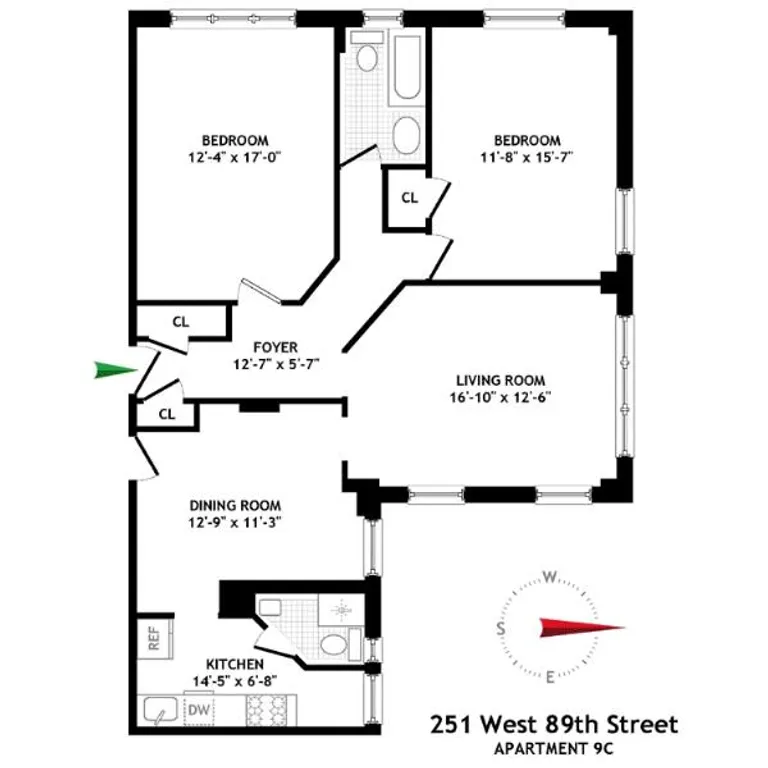 251 West 89th Street, 9C | floorplan | View 7