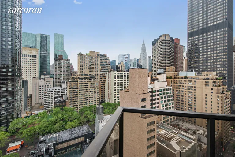 New York City Real Estate | View 100 United Nations Plaza, 22C | Balcony with skyline view to the south and west | View 5