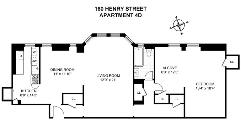 160 Henry Street, 4D | floorplan | View 7
