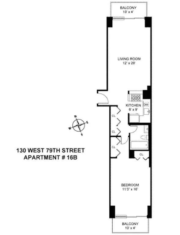130 West 79th Street, 16B | floorplan | View 10