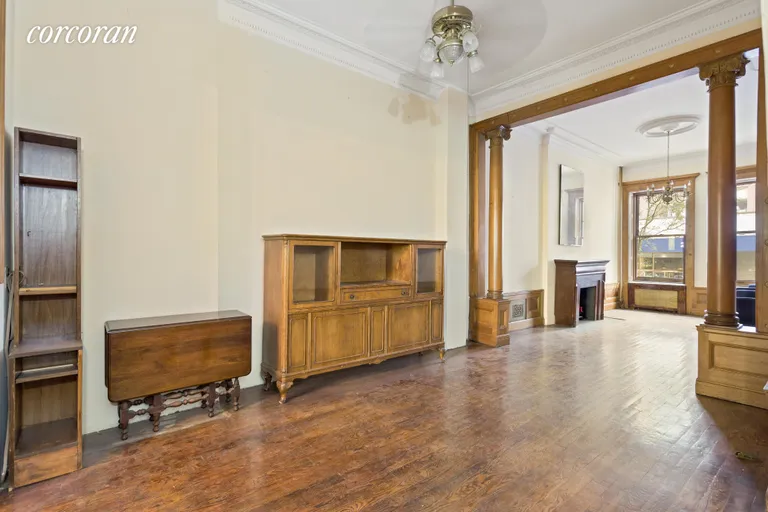 New York City Real Estate | View 263 West 90th Street | Enormous double parlor with original columns | View 3