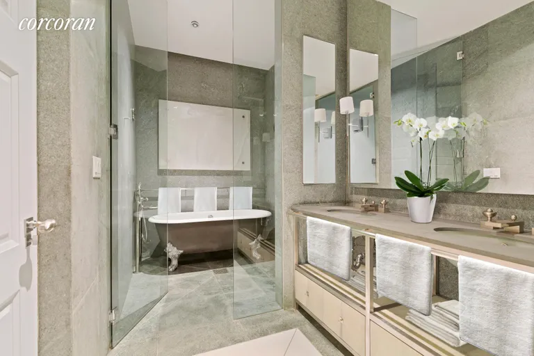 New York City Real Estate | View 15 Union Square West, 5A | Master bathroom with wet room | View 10
