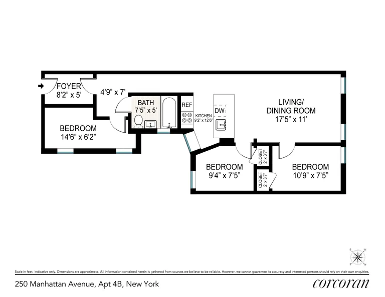 250 Manhattan Avenue, 2B | floorplan | View 13