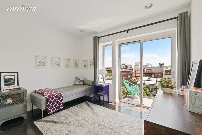 New York City Real Estate | View 48 Box Street, 6 | Sunny bedroom that leads to a terrace | View 8