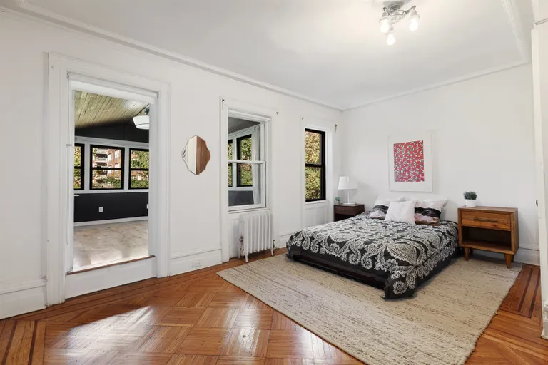 New York City Real Estate | View 30 Chester Court | Large bedroom opens to the office/enclosed porch | View 6