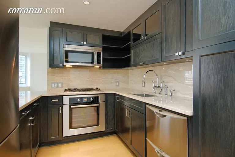 New York City Real Estate | View 333 Rector Place, 1503 | Stainless Appliances, marble counters | View 3