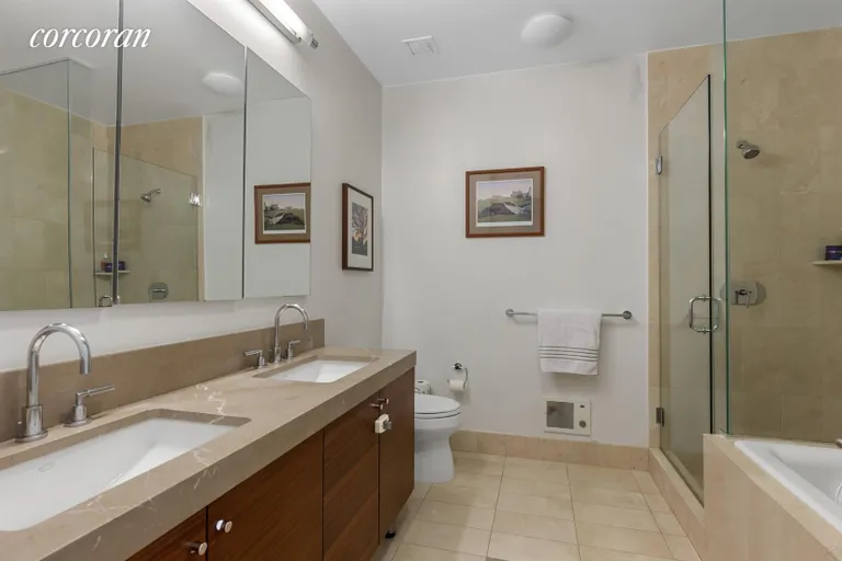 New York City Real Estate | View 30 West Street, 3A | Marble Master Bathroom | View 5