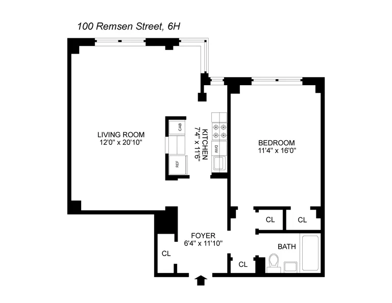 100 Remsen Street, 6H | floorplan | View 7