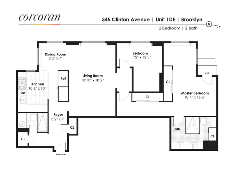 345 Clinton Avenue, 1DE | floorplan | View 9