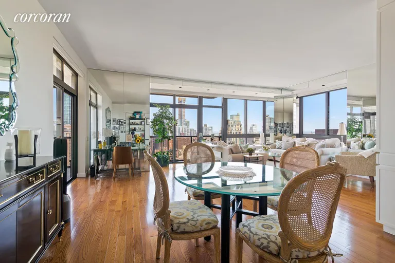 New York City Real Estate | View 100 United Nations Plaza, 37E | Living and dining room with W, N and E exposures | View 2