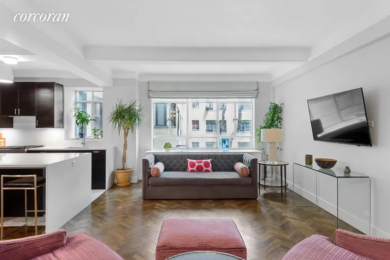 New York City Real Estate | View 140 Riverside Drive, 3D | Living Room/Open Kitchen - Great for Entertaining | View 4