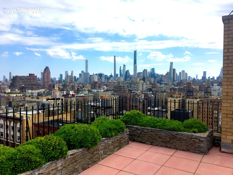 New York City Real Estate | View 140 Riverside Drive, 18D | Stairs outside door to common roofdeck | View 9
