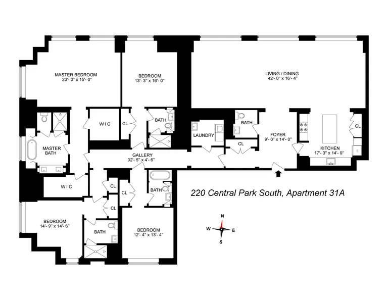 220 Central Park South, 31A | floorplan | View 7