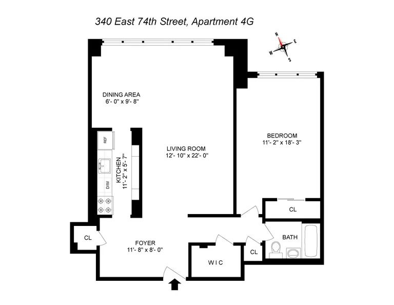 340 East 74th Street, 4G | floorplan | View 6