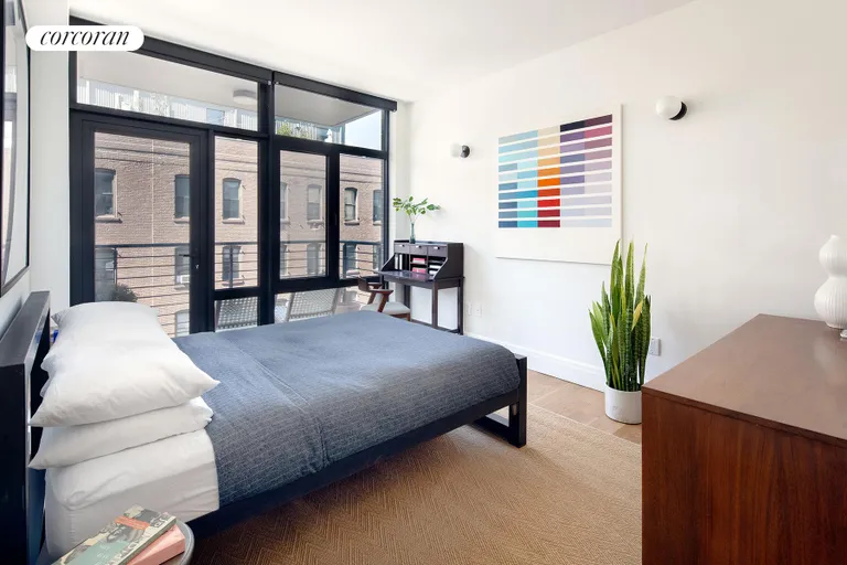 New York City Real Estate | View 47 Bridge Street, 5C | Master Bedroom with Balcony | View 4