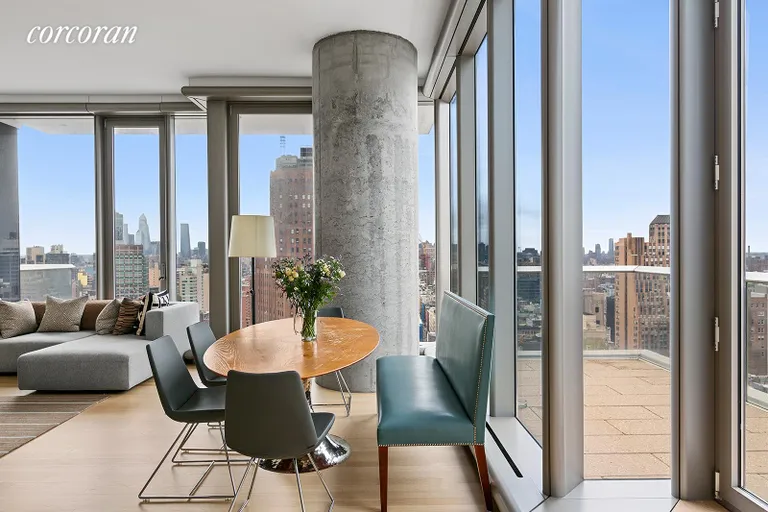 New York City Real Estate | View 56 Leonard Street, 25A EAST | Dining area with adjoining terrace | View 2