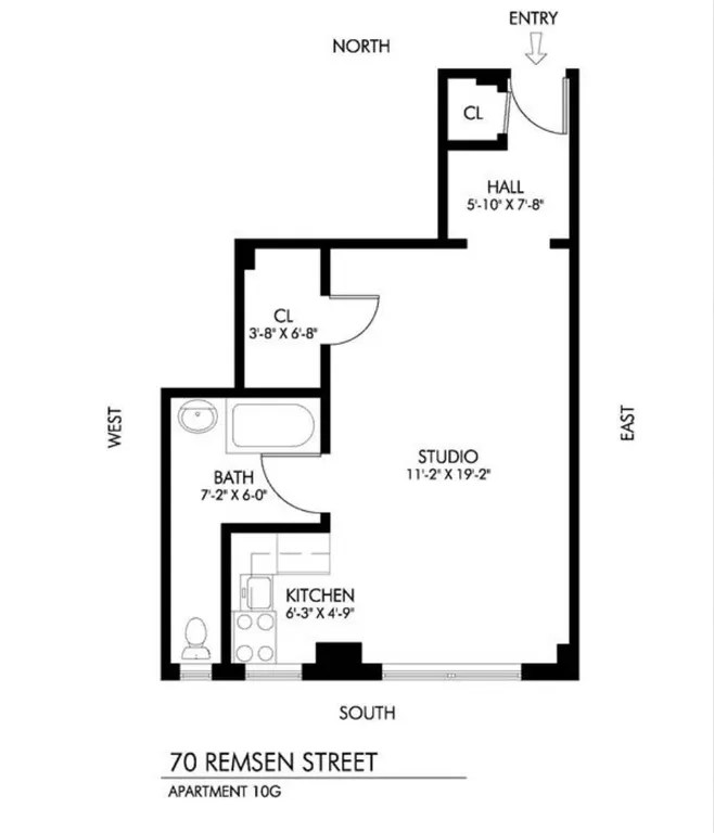 70 REMSEN STREET, 10G | floorplan | View 8