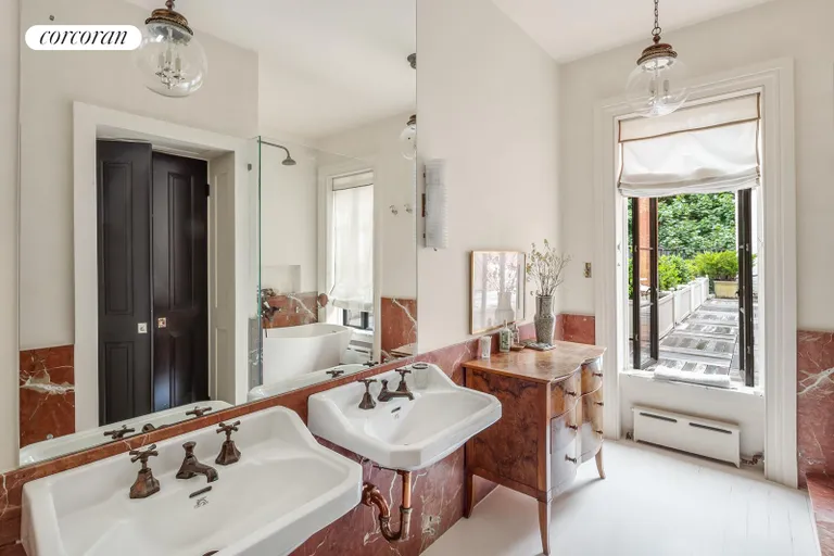 New York City Real Estate | View 331 Washington Avenue | Marbled master bath with deck | View 11