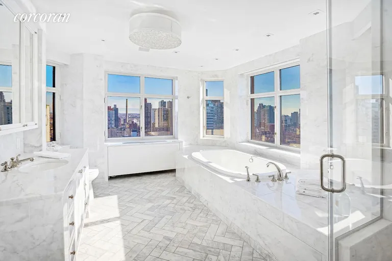New York City Real Estate | View 188 East 76th Street, 28FL | Primary Bath | View 18