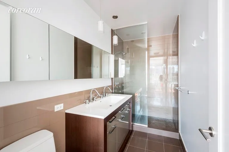 New York City Real Estate | View 125 North 10th Street, S5E | Large Master Bath with Double Sink & Stall Shower | View 5