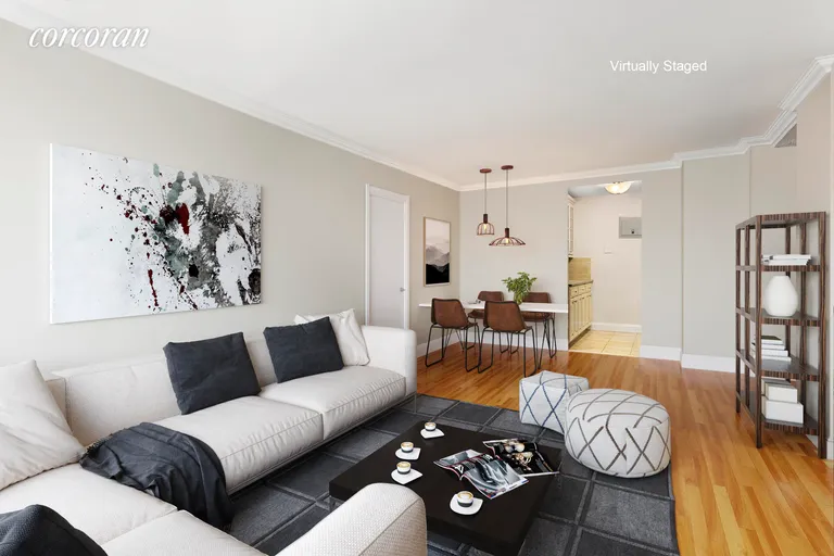 New York City Real Estate | View 77 East 12th Street, 15K | Living Area with work space | View 3