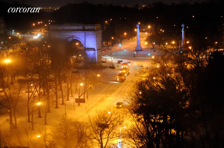 New York City Real Estate | View 1 Plaza Street West, 14C | Grand Army Plaza on a winter's night. | View 8
