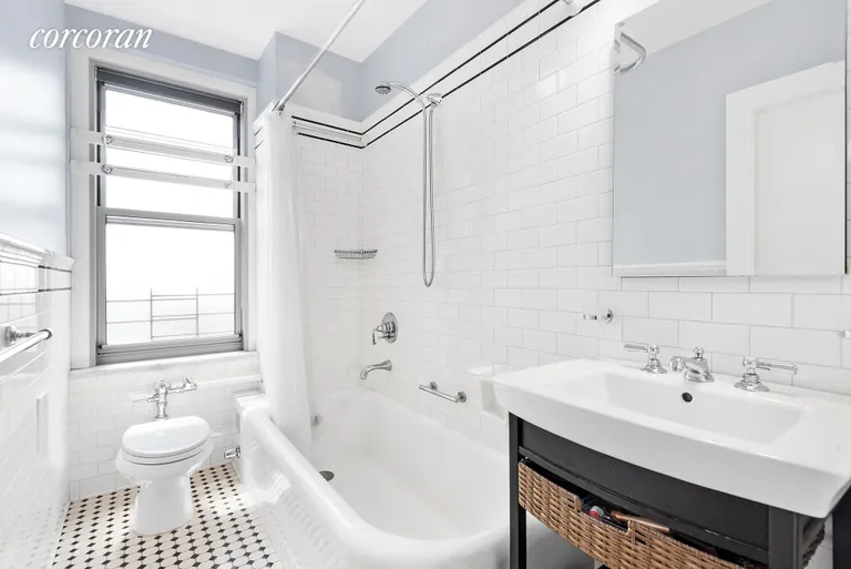 New York City Real Estate | View 1 Plaza Street West, 14C | All-new bath in crisp black and white. | View 6