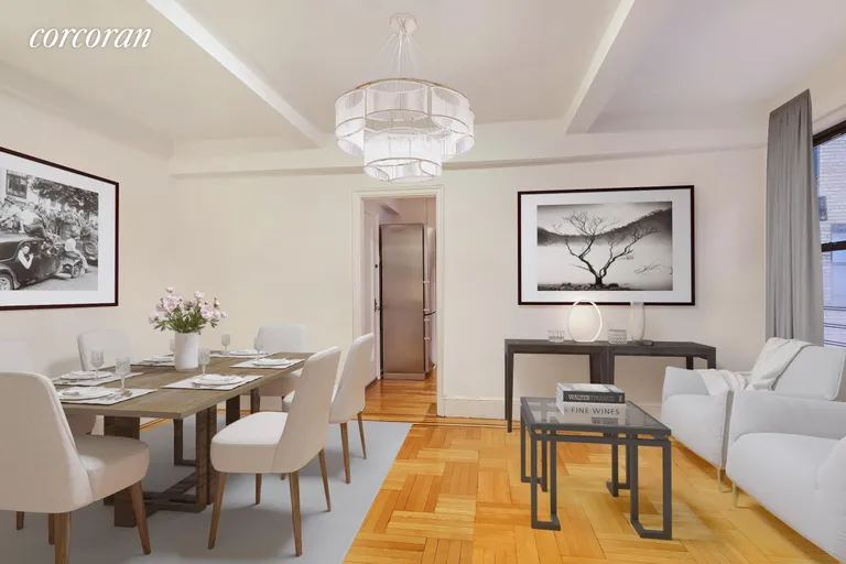 New York City Real Estate | View 123 West 93rd Street, 10G | Staged dining room with seating area. | View 3
