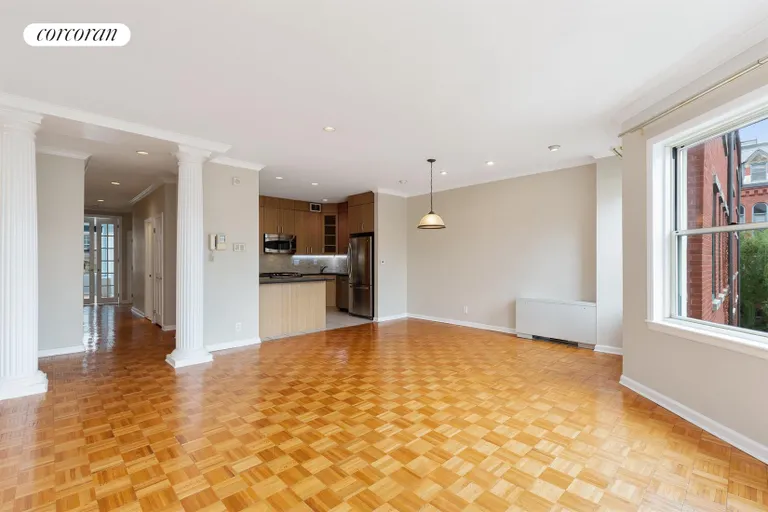 New York City Real Estate | View 75 Poplar Street, 3E | Living Room, Dining Area & Kitchen | View 5