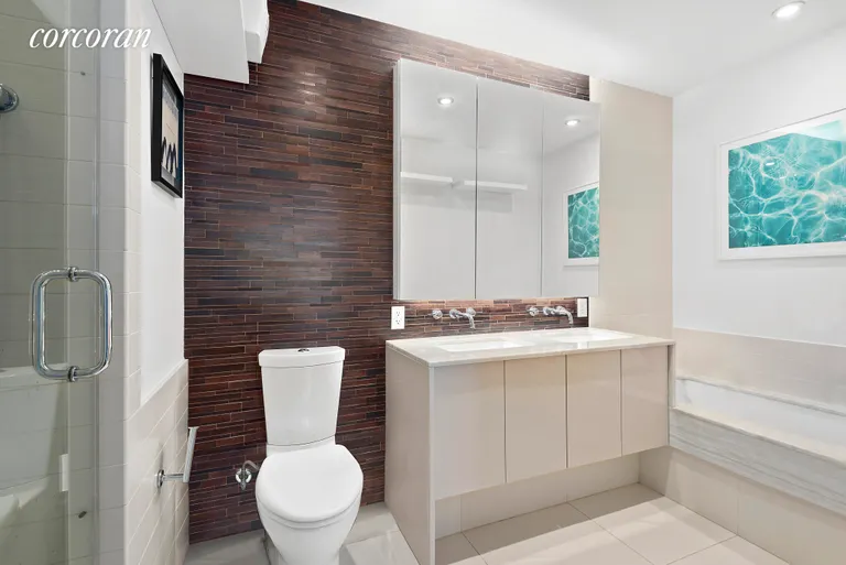 New York City Real Estate | View 2 Northside Piers, 25M | Spa bathroom with tub and shower! | View 7