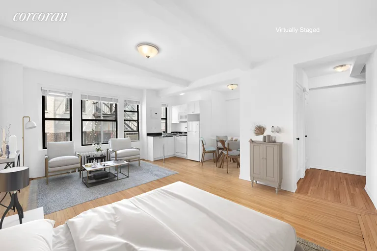 New York City Real Estate | View 339 East 58th Street, 9J | Living Room virtually staged | View 8