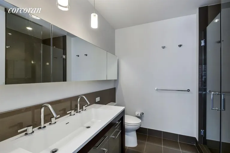 New York City Real Estate | View 125 North 10th Street, S4D | Master Bath w/Dual Sink and  Large Stall Shower | View 5