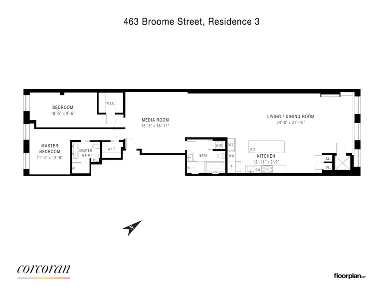 463 Broome Street, 3 | floorplan | View 8