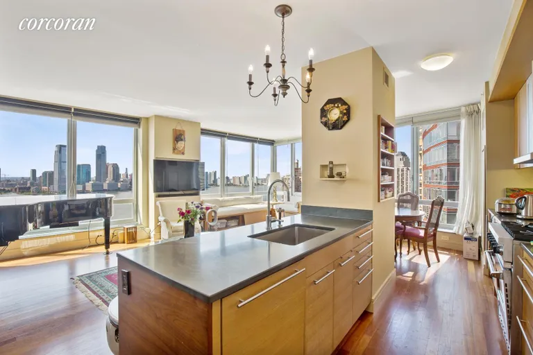 New York City Real Estate | View 30 West Street, 24A | Living Room/Kitchen | View 6