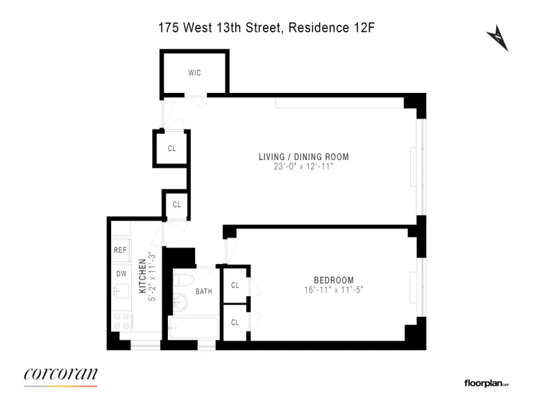 175 West 13th Street, 12F | floorplan | View 8