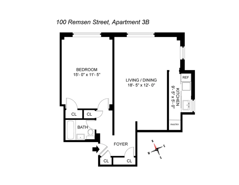 100 Remsen Street, 3B | floorplan | View 9