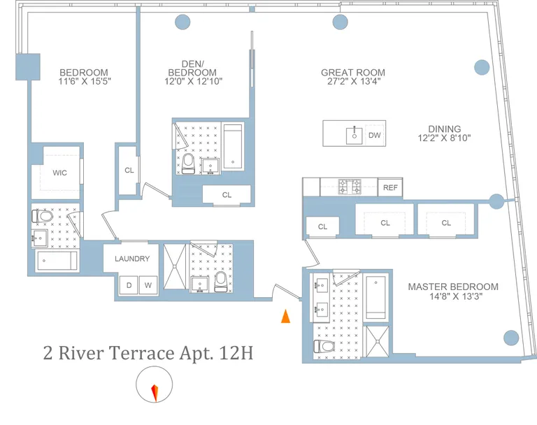 2 River Terrace, 12H | floorplan | View 8