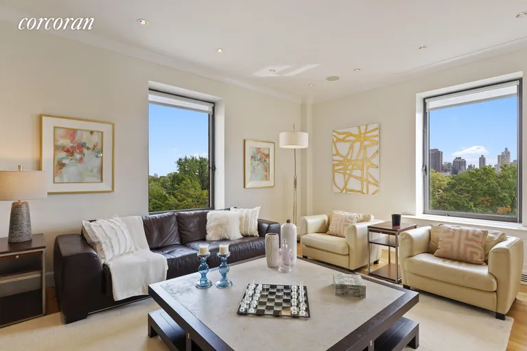 New York City Real Estate | View 257 Central Park West, 7C | Corner living room | View 2