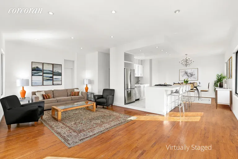 New York City Real Estate | View 604 Riverside Drive, 6DE | Living Area, Open Kitchen | View 2