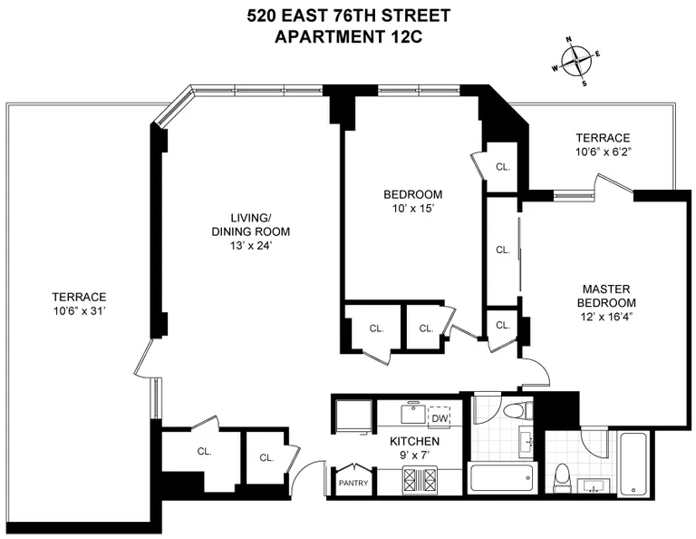 520 East 76th Street, 12C | floorplan | View 7
